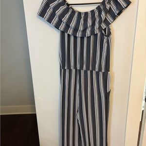 Target Navy and White Striped Jumpsuit
